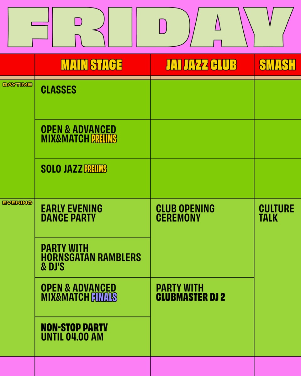 Friday 15 January schedule