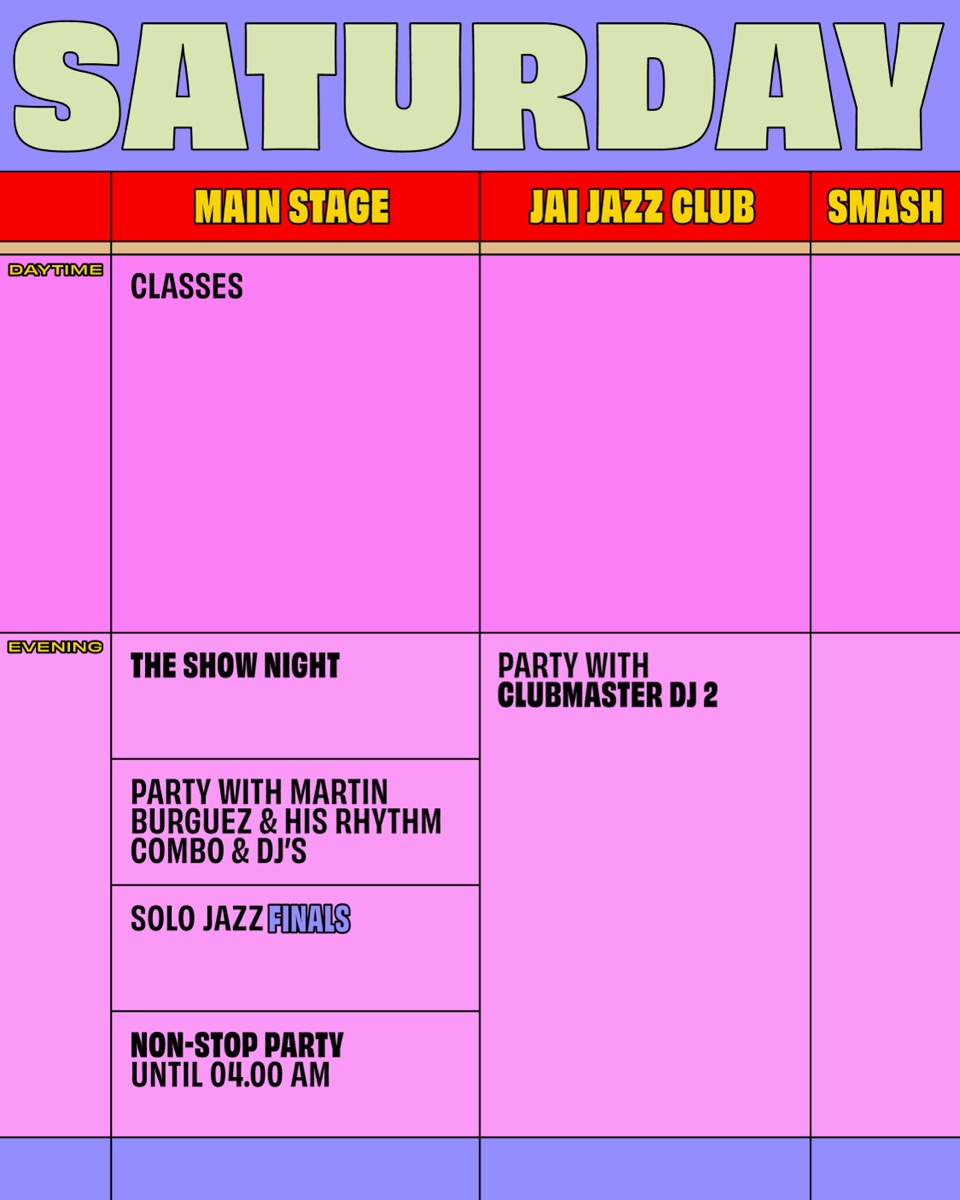 Saturday 16 January schedule