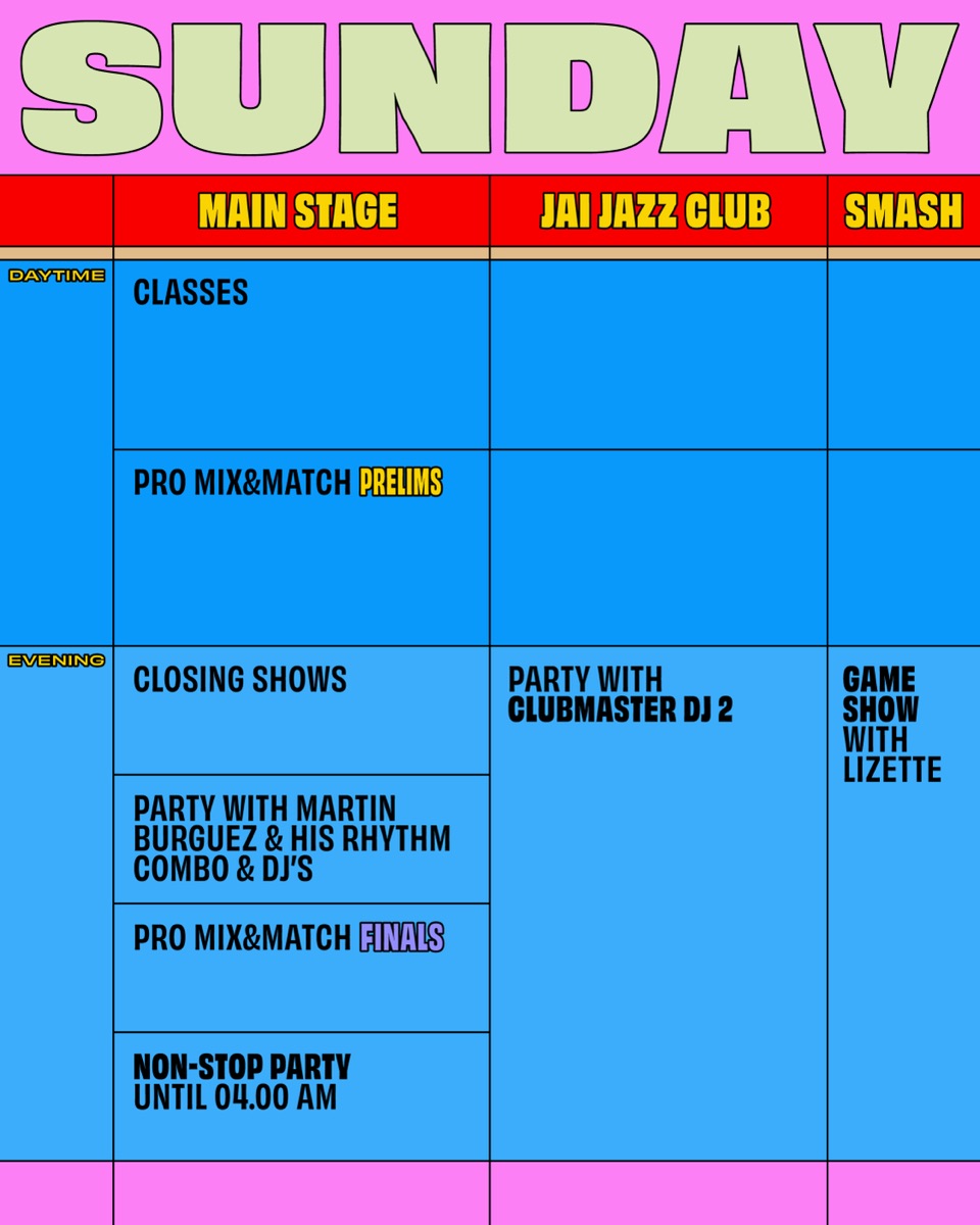 Sunday 17 January schedule