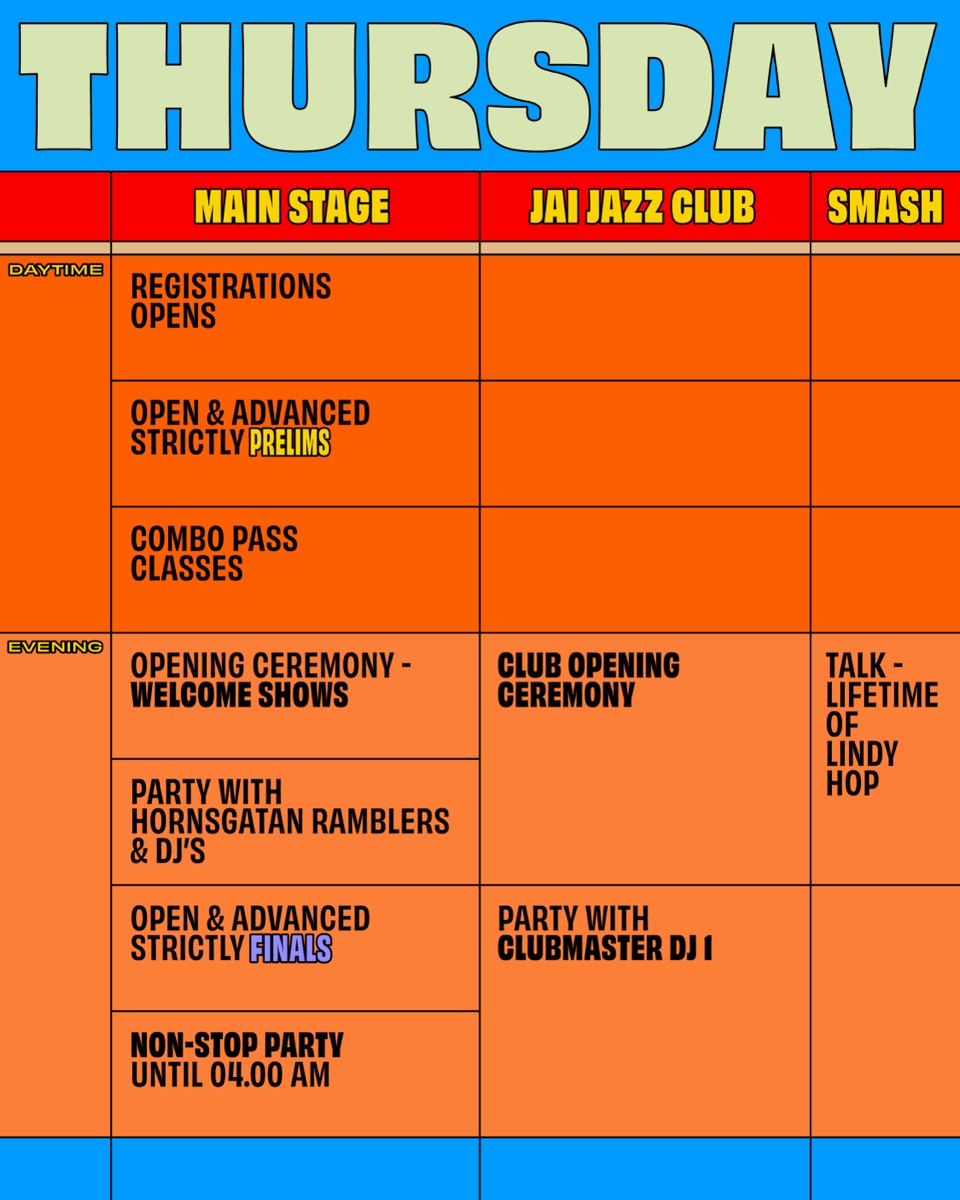 Thursday 14 January schedule